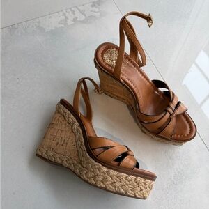 Women’s Tan Wedge Espadrille Sandals with Ankle Strap